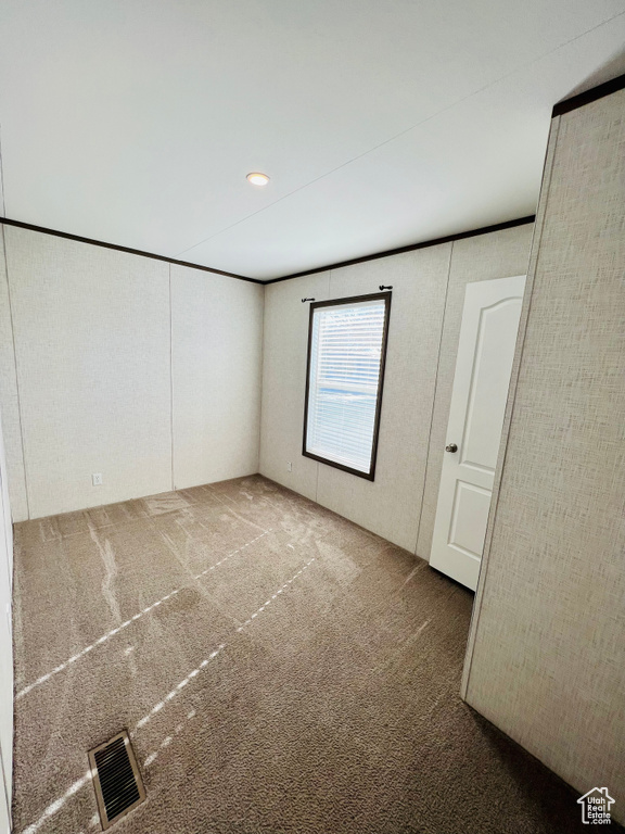 Carpeted spare room with visible vents