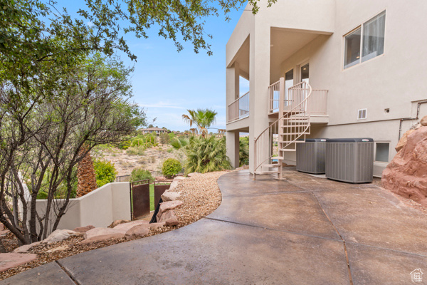 View of patio / terrace with central AC unit and stairs