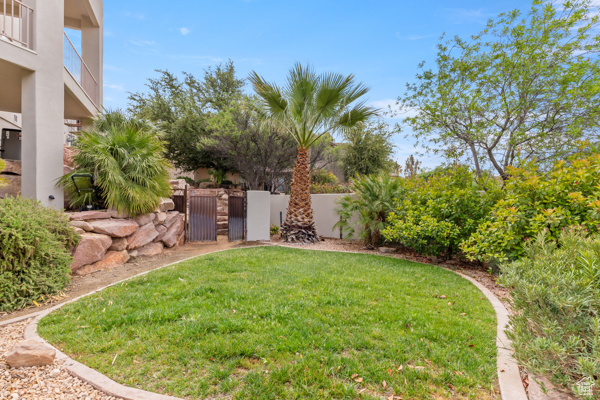 View of yard with a gate