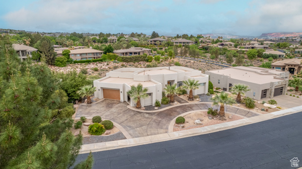 Aerial perspective of suburban area