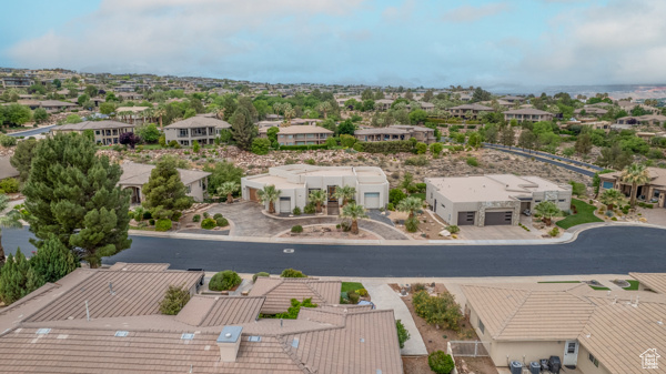 Aerial perspective of suburban area