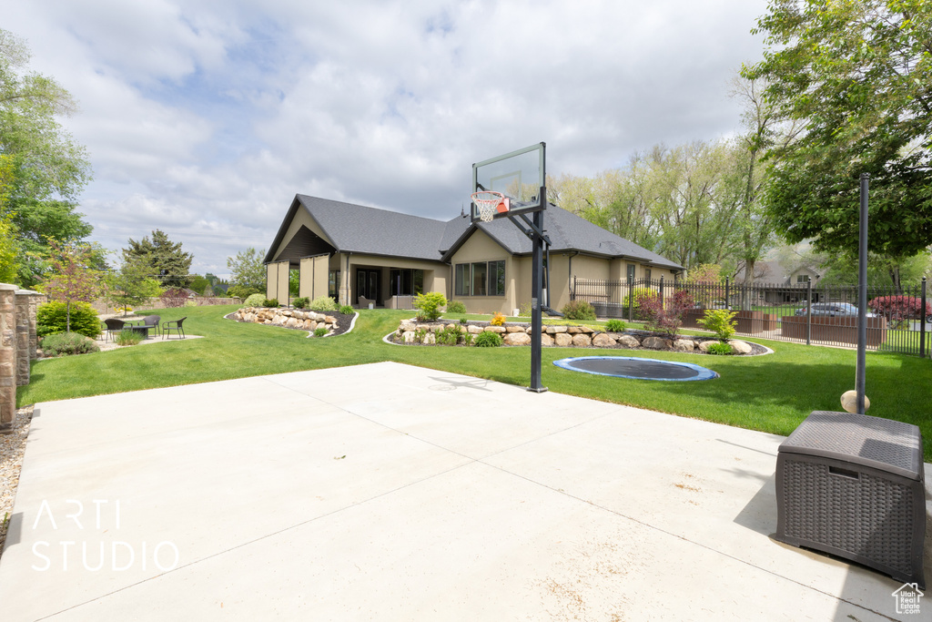 View of sport court featuring basketball court
