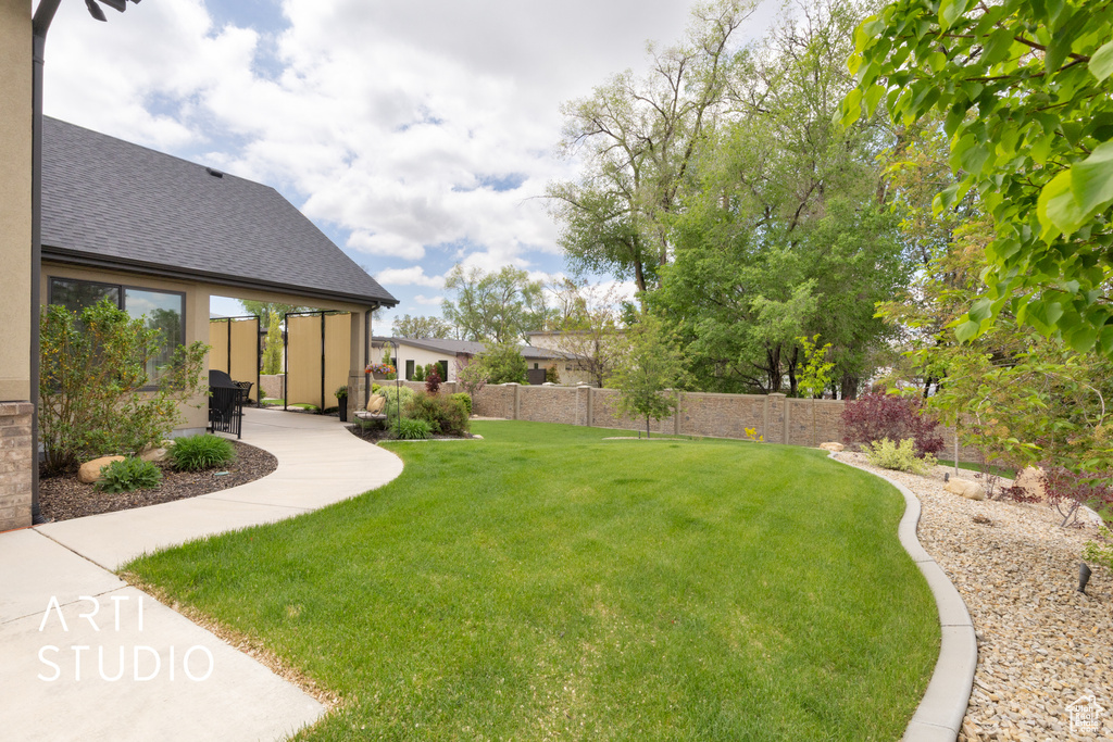 View of yard featuring a patio