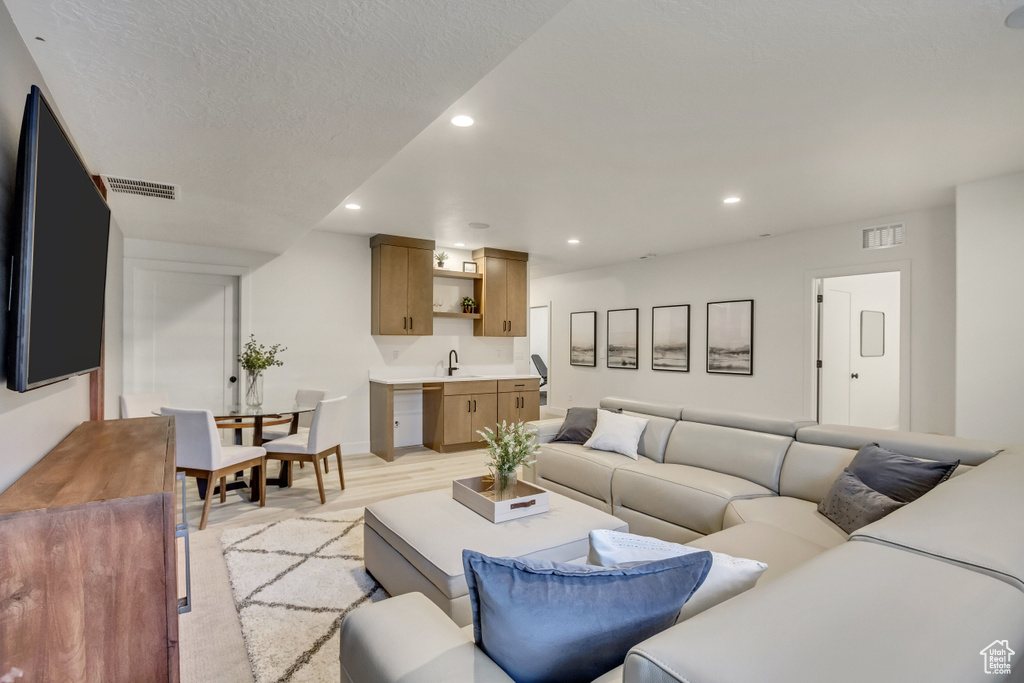 Living room with recessed lighting