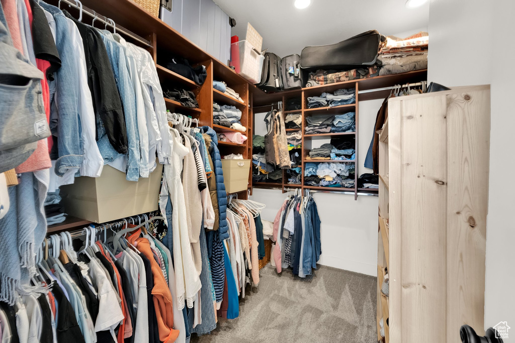Walk in closet featuring carpet