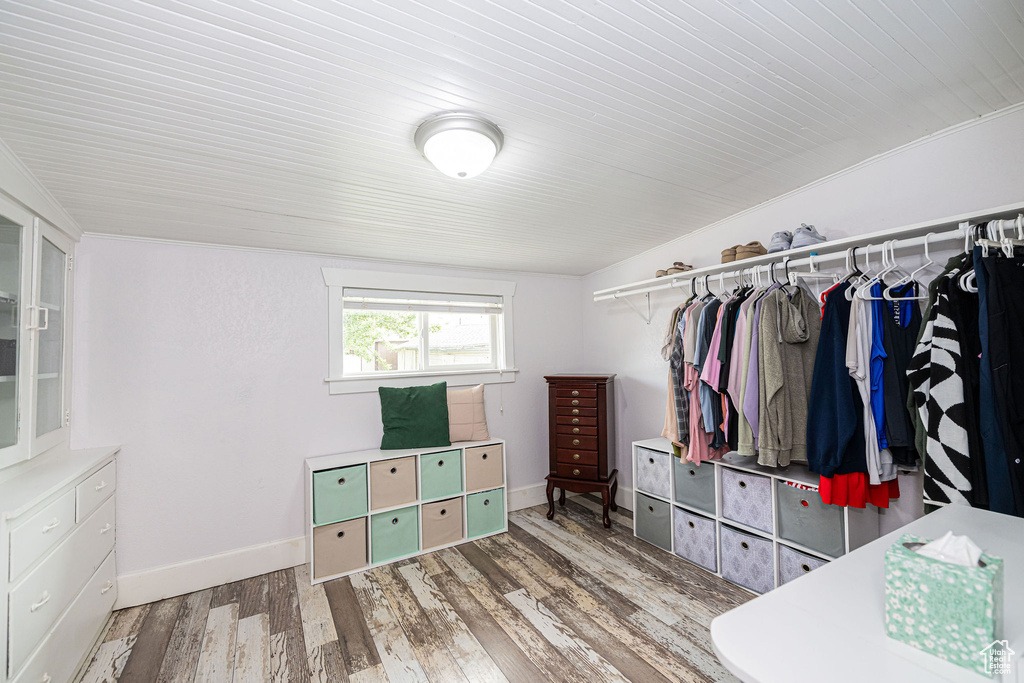 Spacious closet with wood finished floors