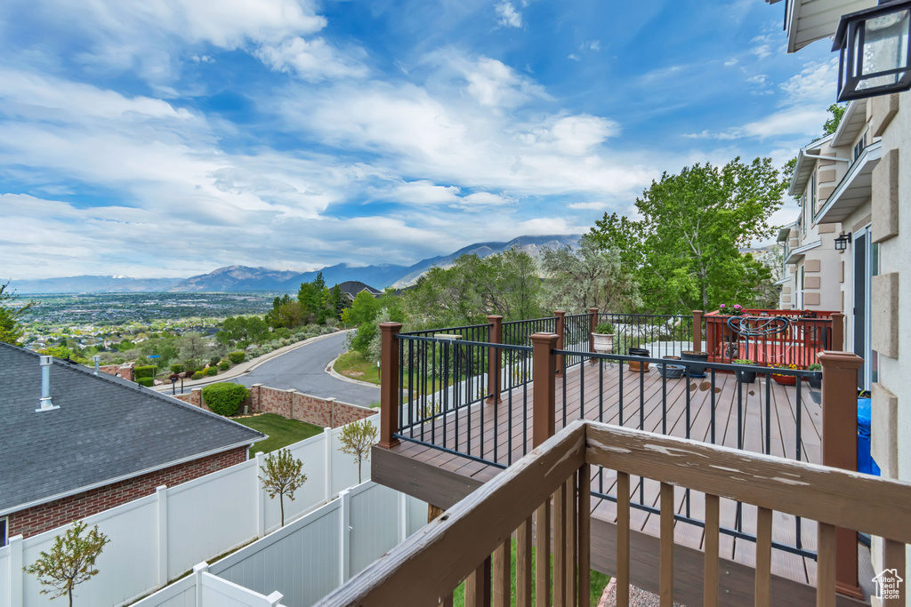 Balcony with a mountain view