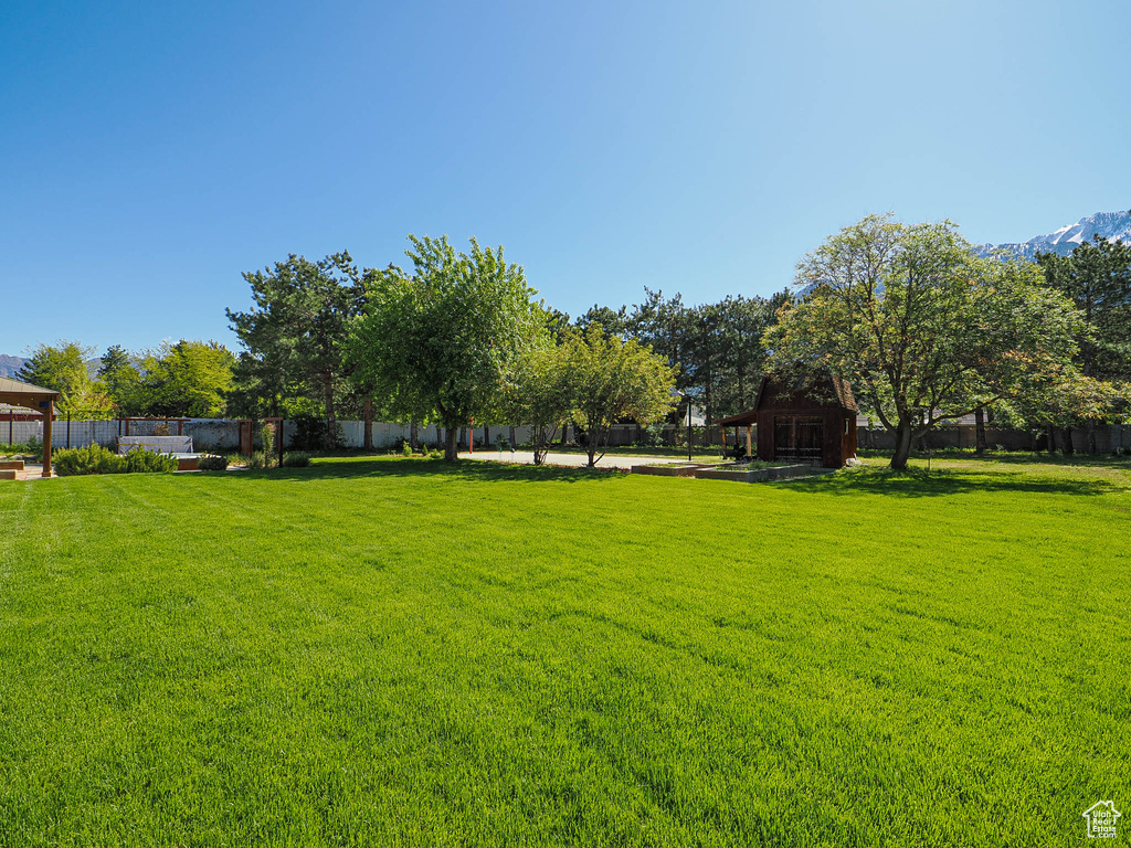 View of yard with a gazebo