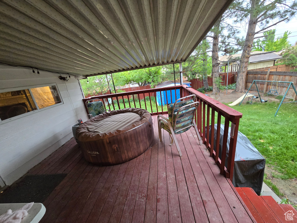 View of wooden deck