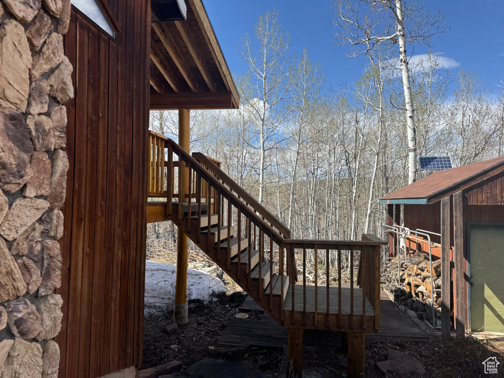 Wooden terrace with stairway