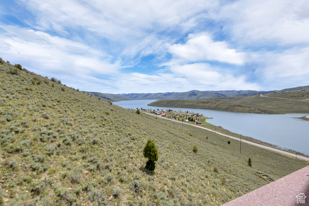 Water view featuring a mountainous background