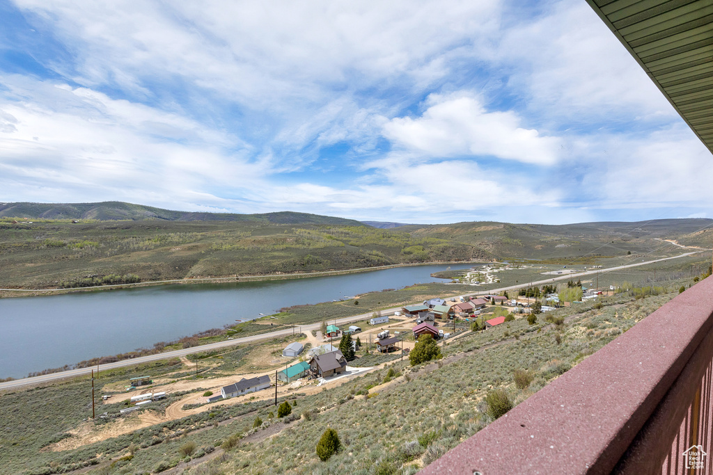 Water view with a mountainous background