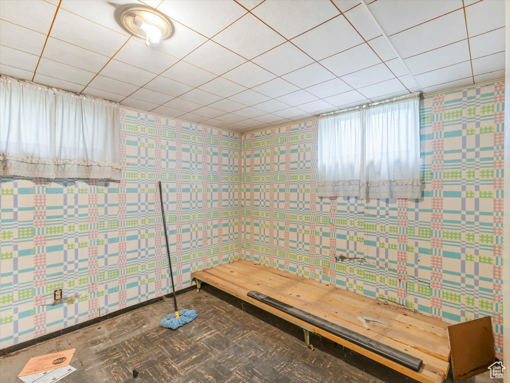 Interior space with a paneled ceiling