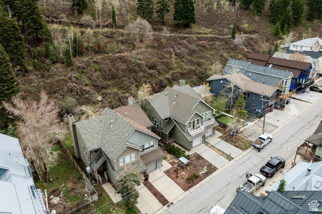 Aerial perspective of suburban area