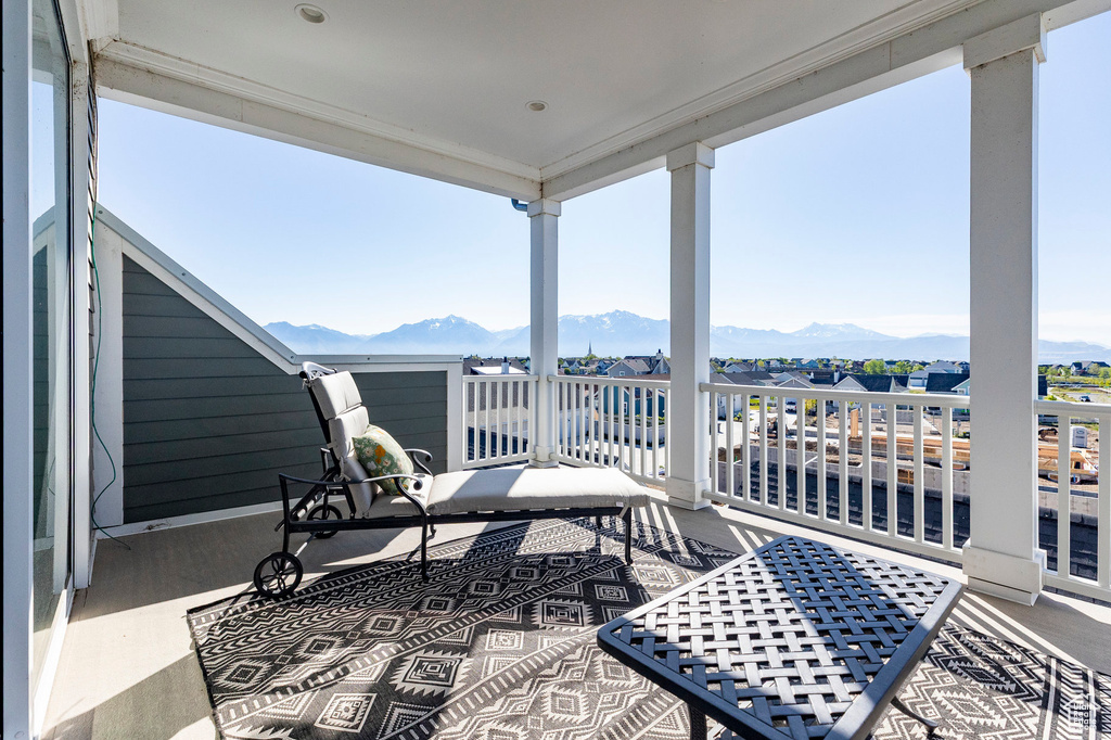 Balcony with a mountain view
