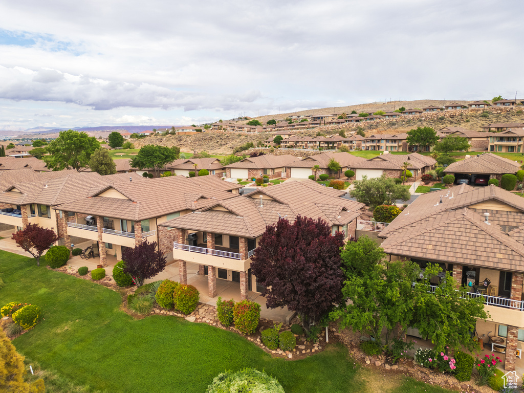 Aerial perspective of suburban area