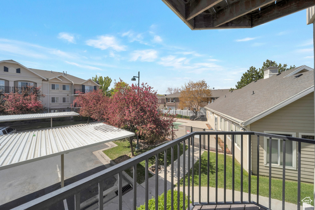 Balcony featuring a residential view