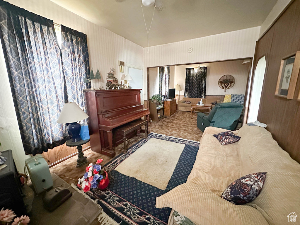 View of carpeted living area