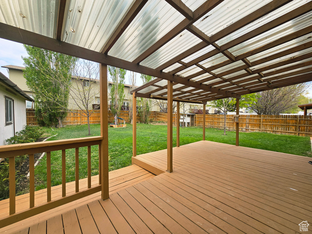 View of wooden deck