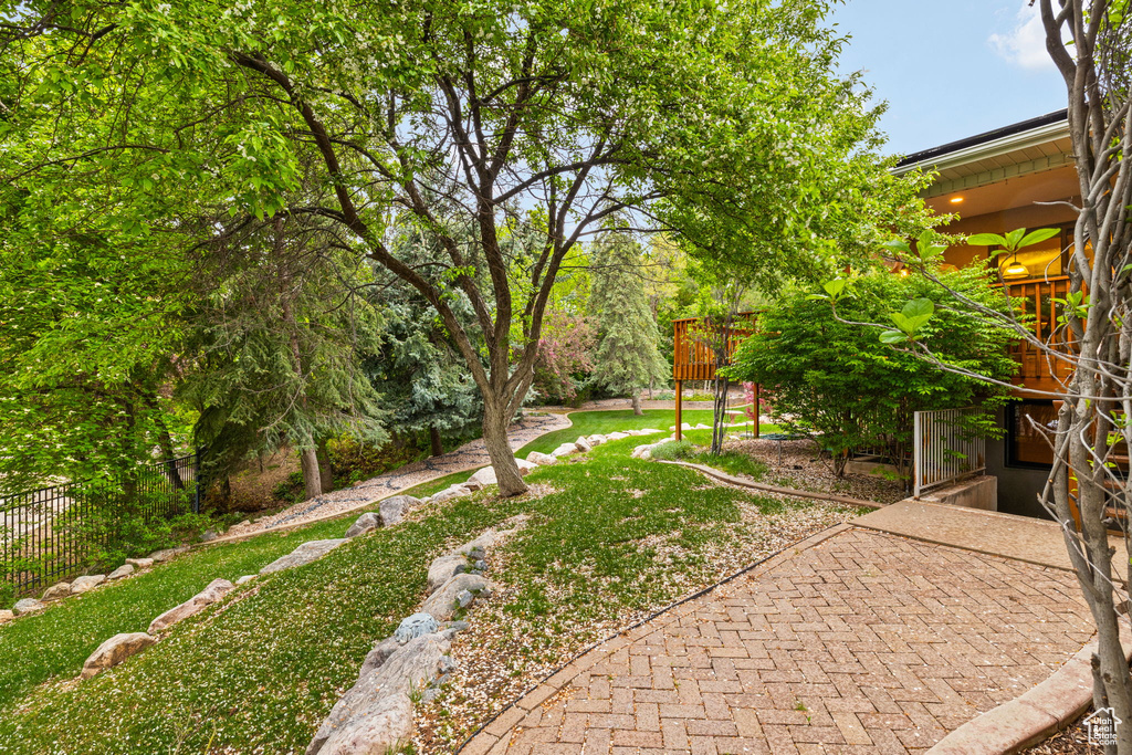 View of yard with fence