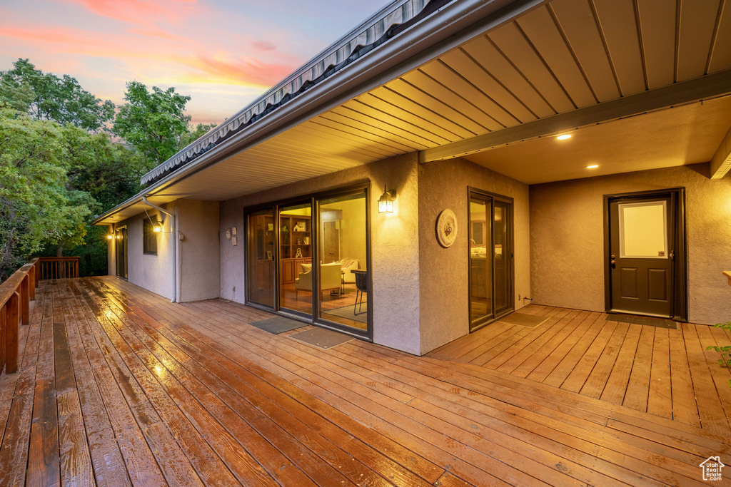 View of deck at dusk