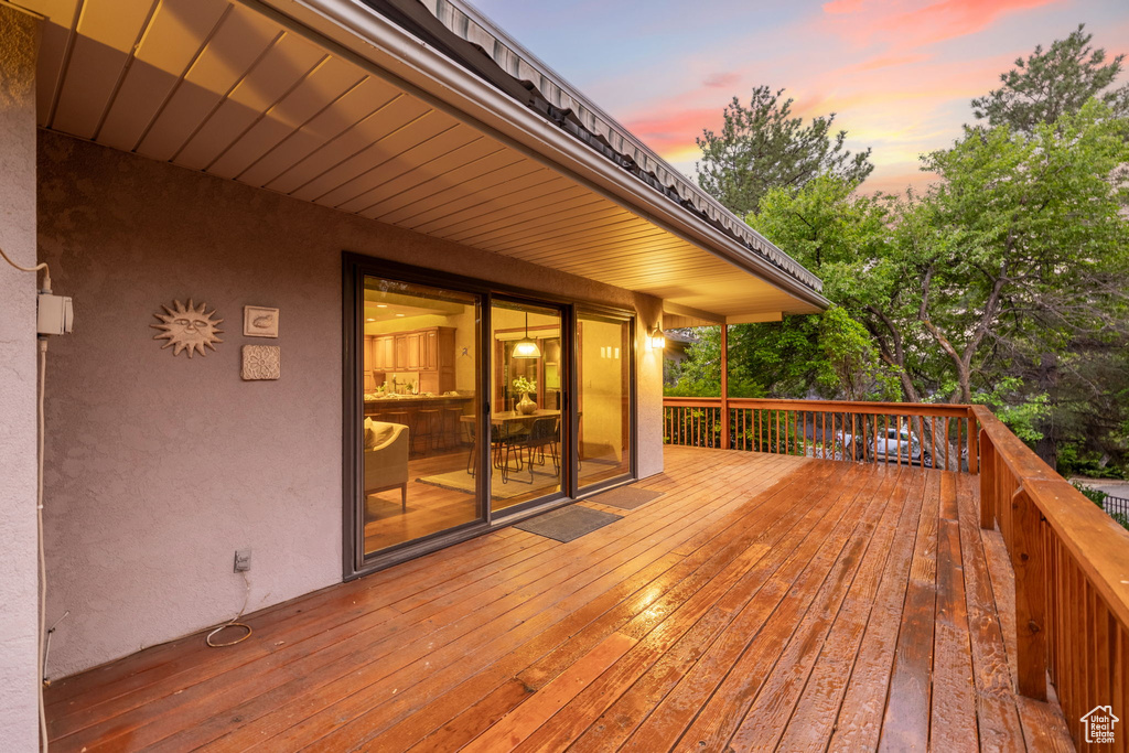 View of deck at dusk