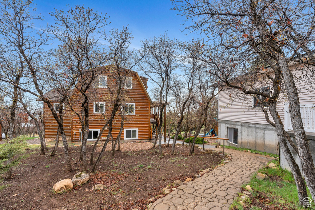 View of home\\\'s exterior featuring stairway