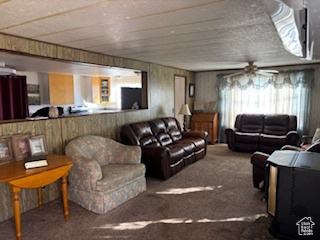 View of carpeted living area