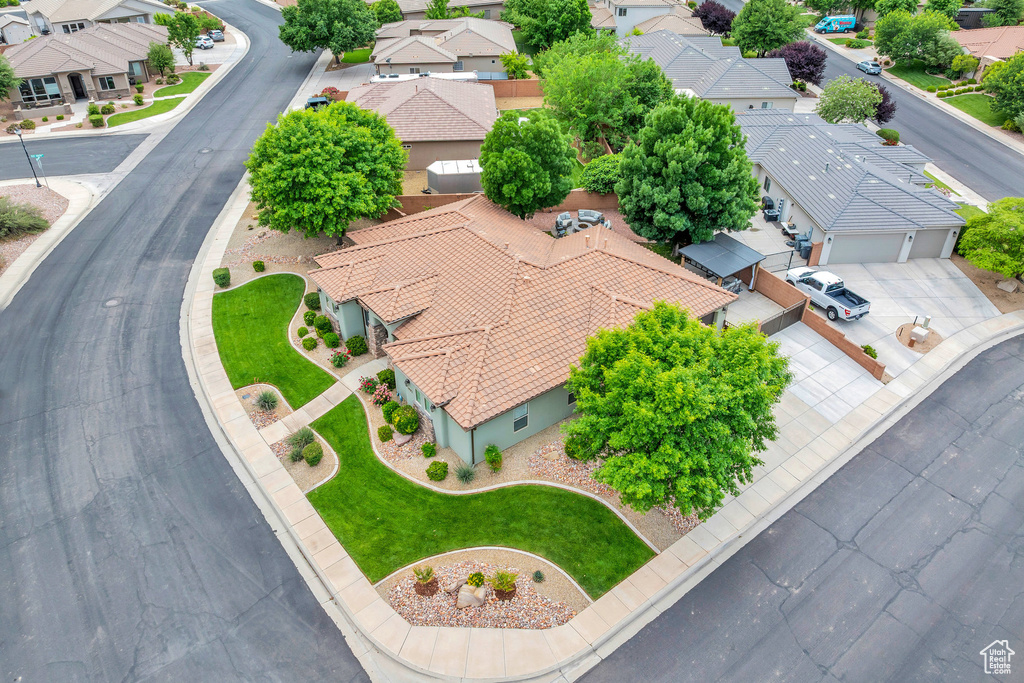 Aerial view of residential area