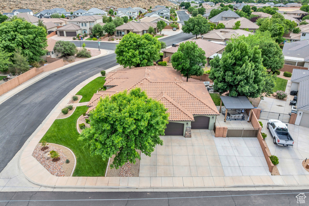 Aerial view of residential area