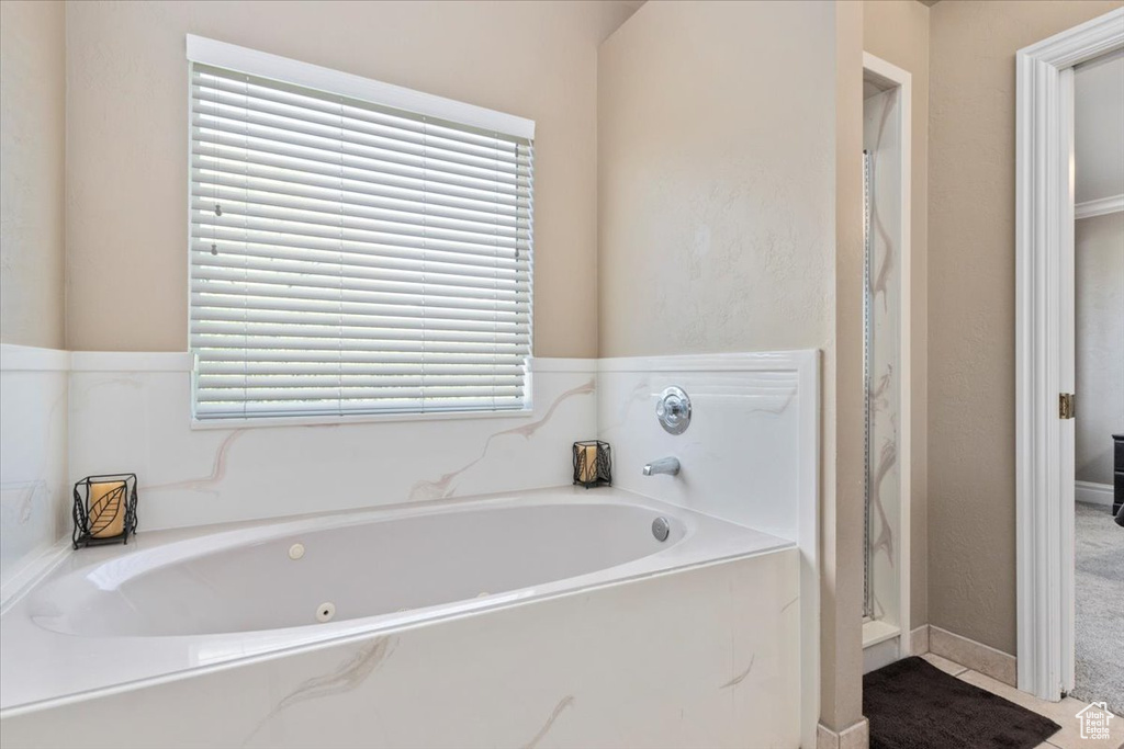 Full bathroom featuring a bath and a stall shower