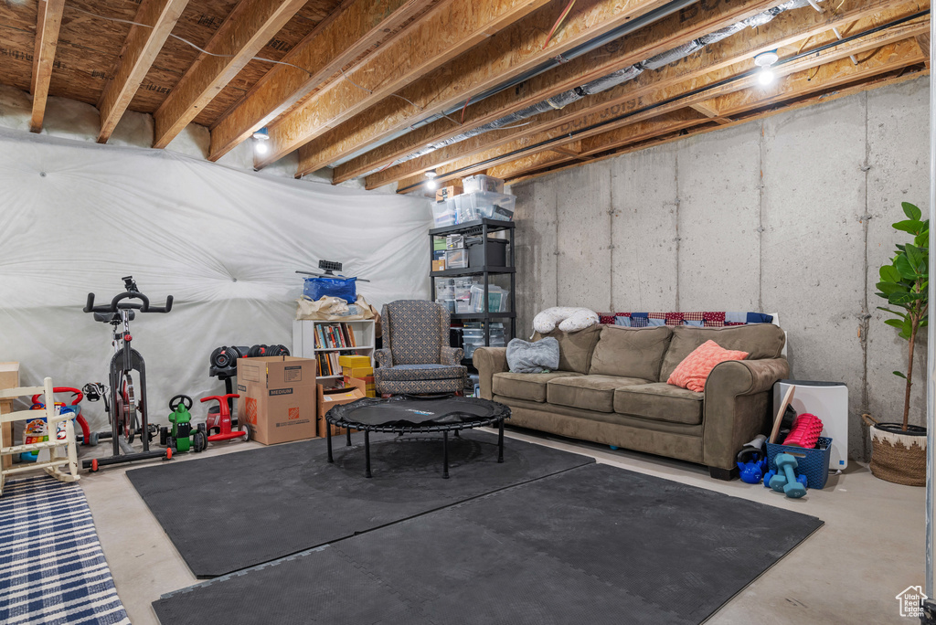 View of unfinished basement