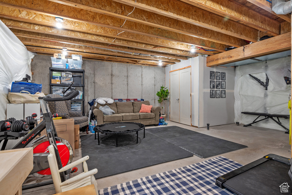 View of unfinished basement