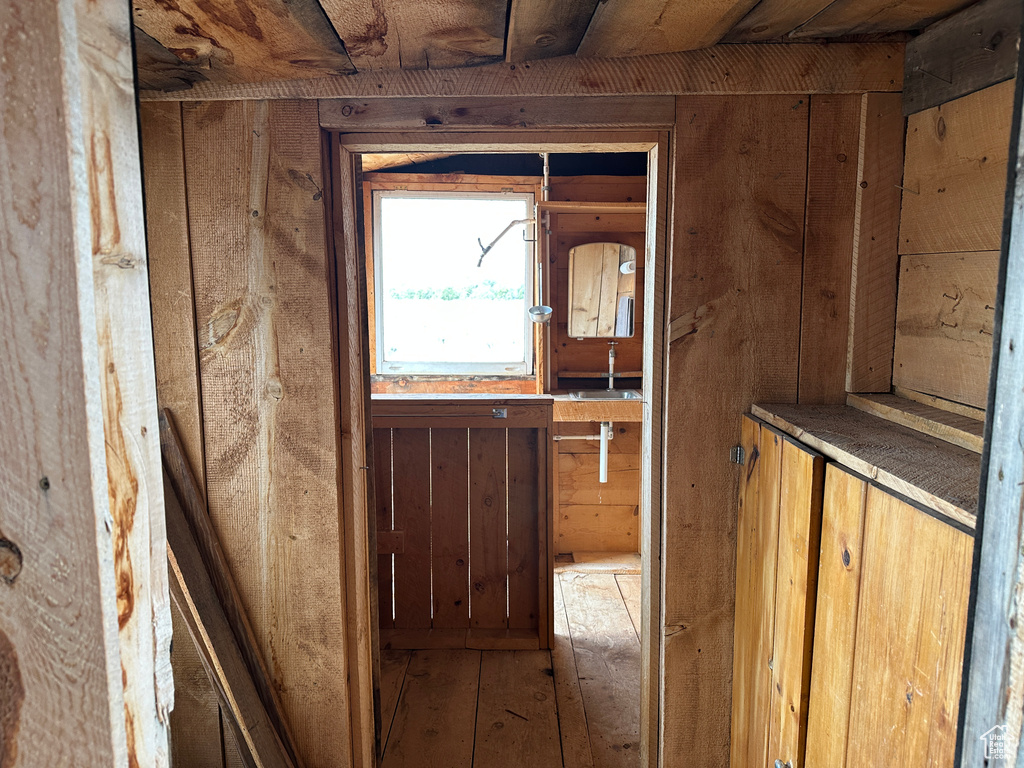 Interior space with hardwood / wood-style flooring
