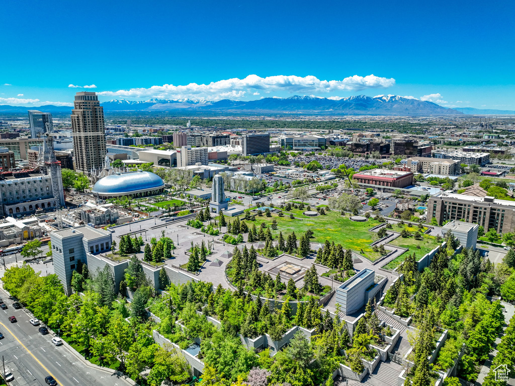 View of urban area with a mountainous background
