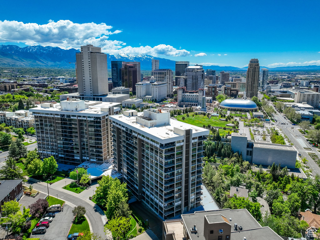 View of urban area featuring a mountain backdrop