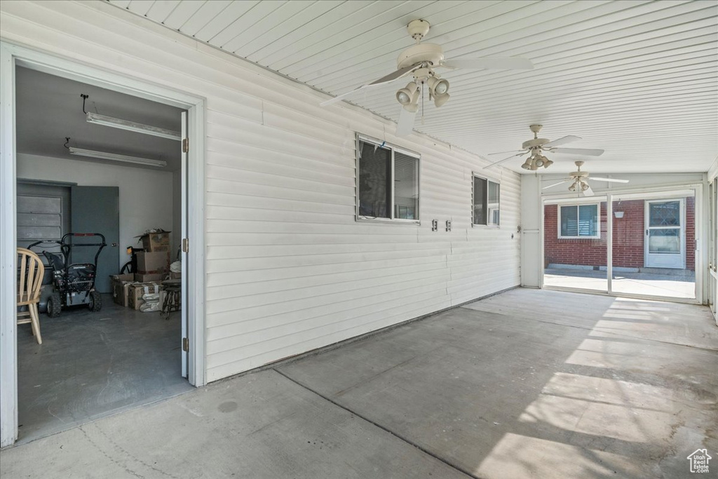 View of patio / terrace featuring ceiling fan