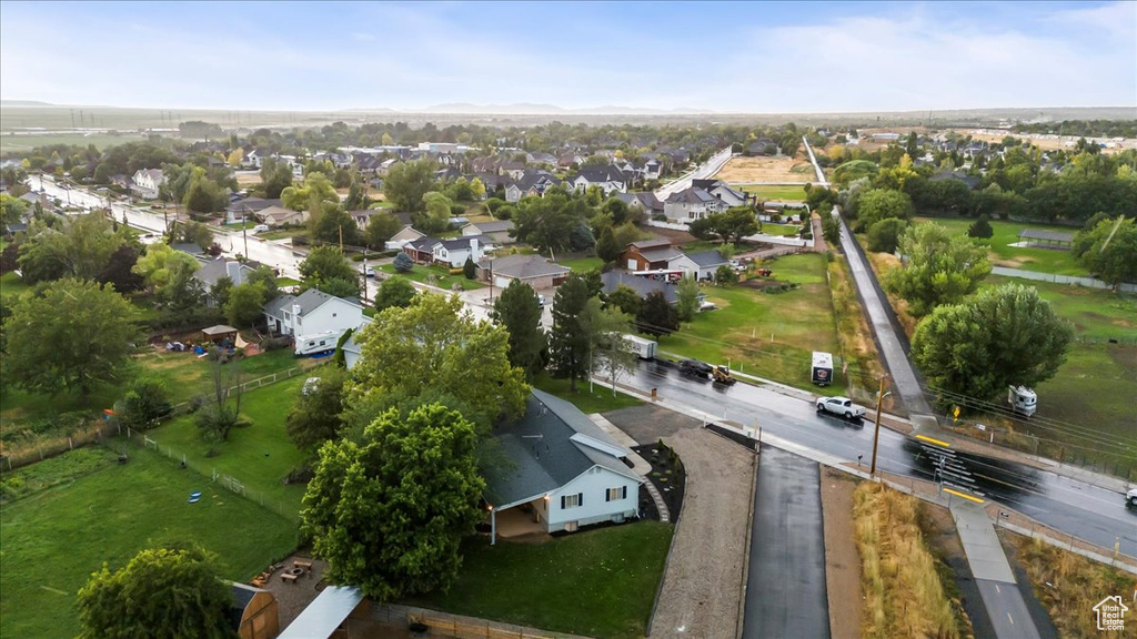 Aerial perspective of suburban area