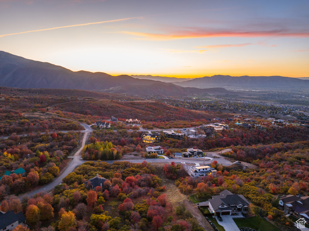 Drone / aerial view of a mountain backdrop