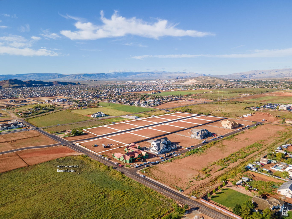 Aerial view of a mountainous background