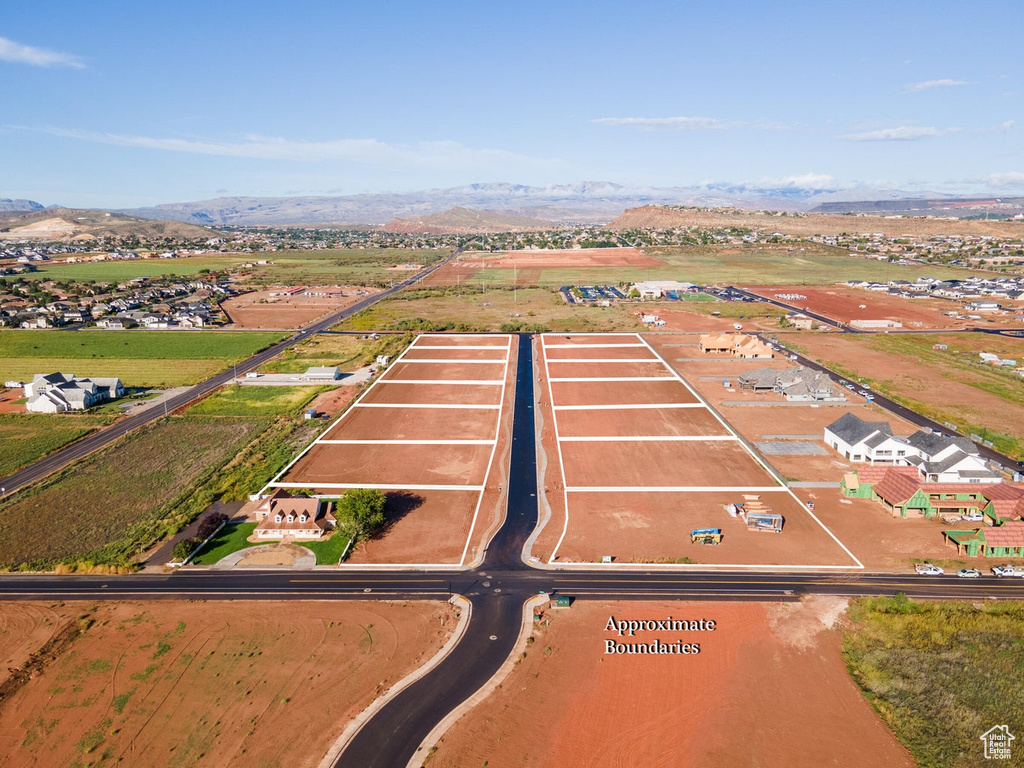 Drone / aerial view of a mountainous background