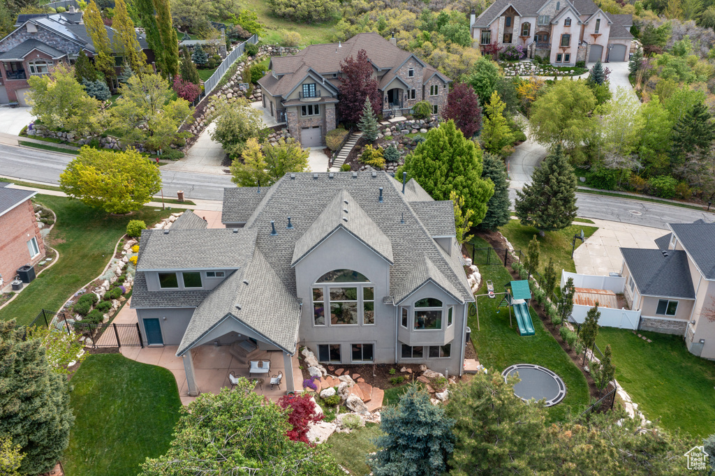 Aerial perspective of suburban area