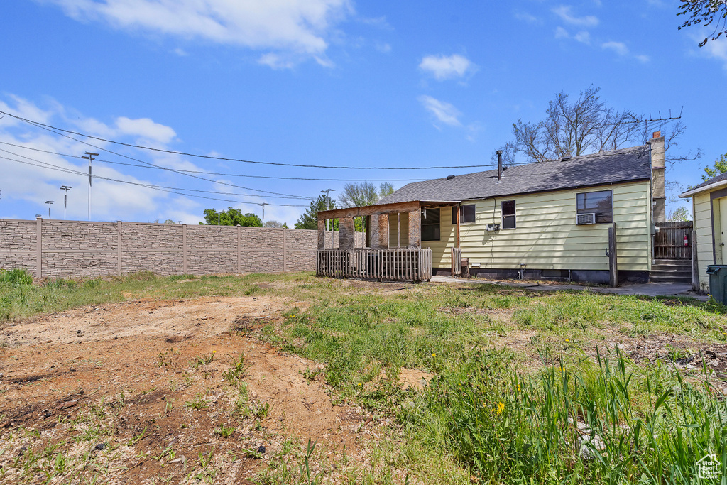 Back of house with a fenced backyard