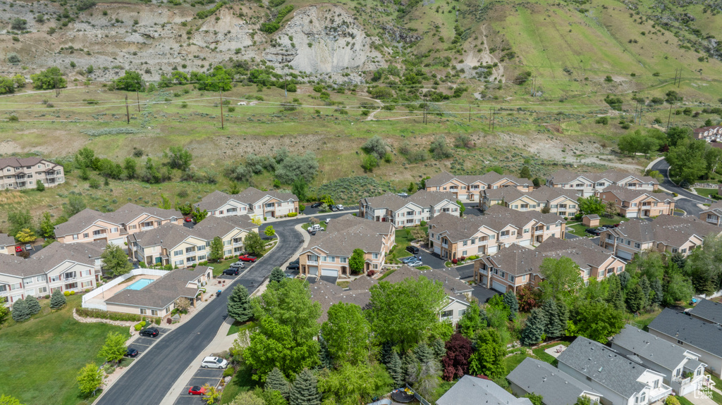 Aerial overview of property\'s location with nearby suburban area