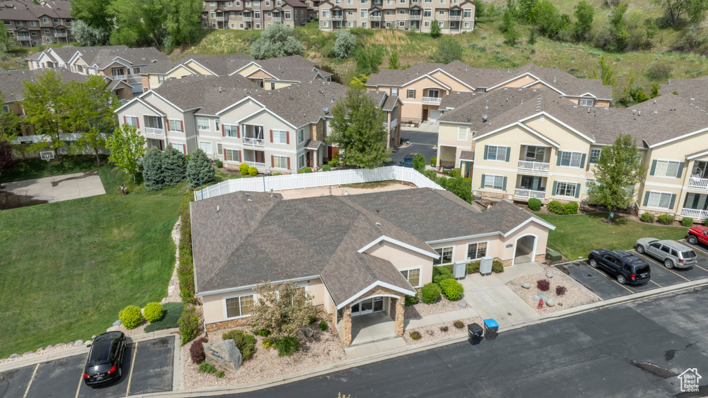 Aerial perspective of suburban area