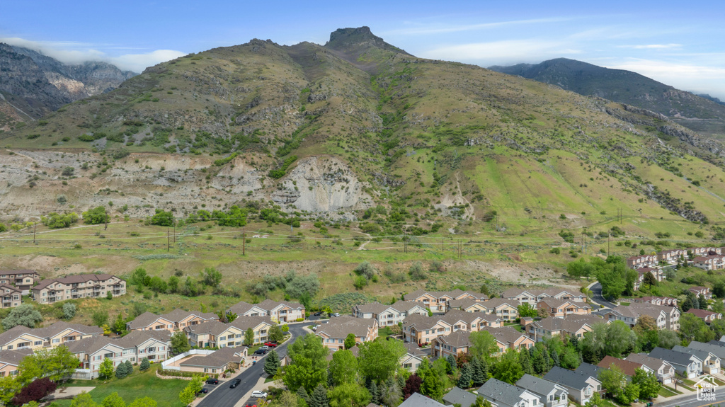 View of mountain background with nearby suburban area