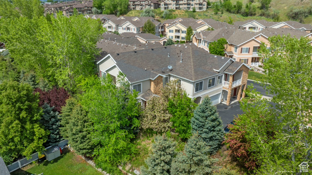 Aerial perspective of suburban area