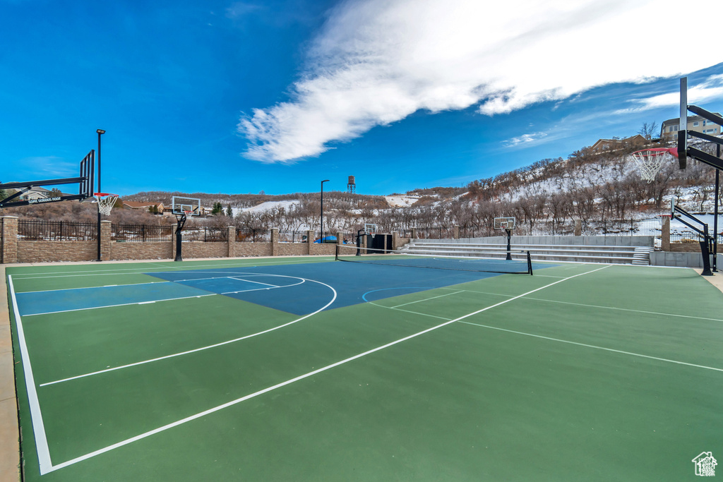 View of sport court featuring community basketball court and a mountain view