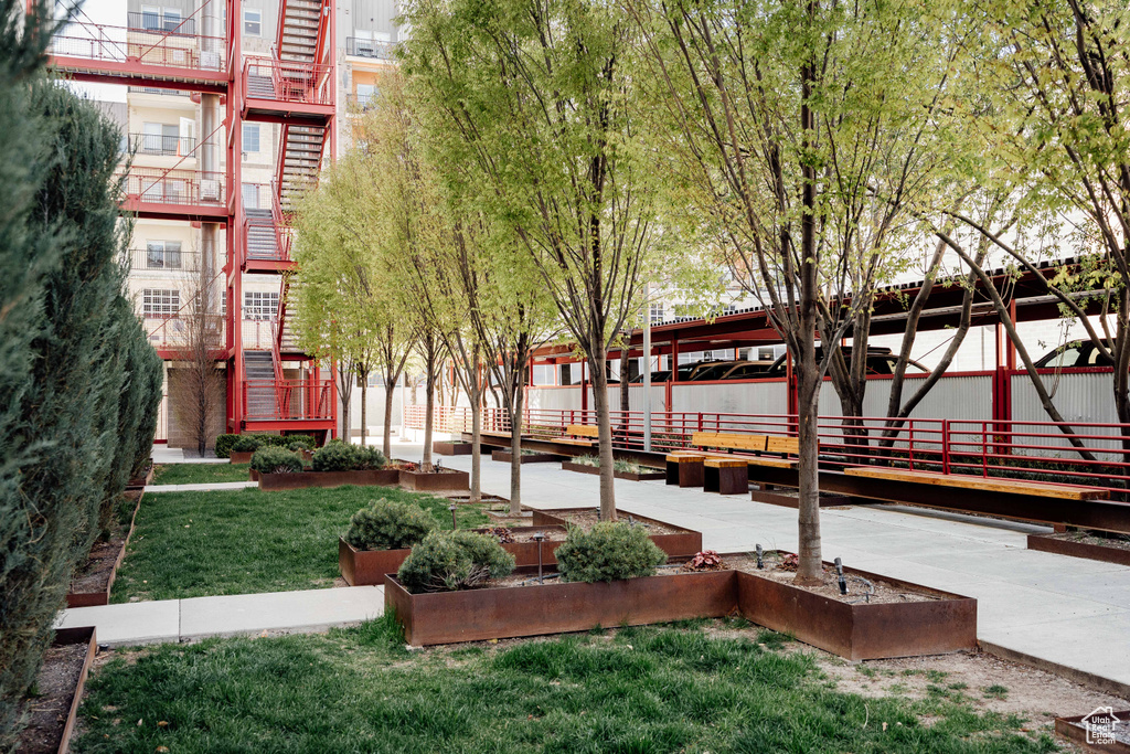 View of home's community featuring a yard