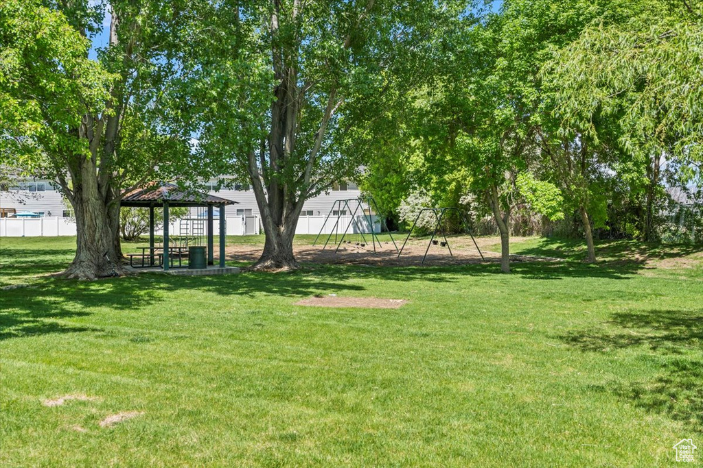 View of yard featuring a gazebo